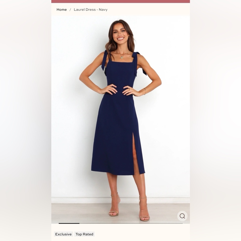 Petal & Pup Navy Midi Dress with Slit